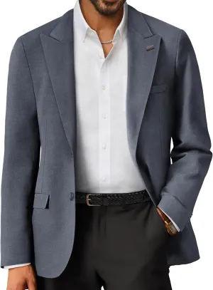 PJ PAUL JONES Mens Blazer Lightweight Sport Coats Casual Two Buttons Notched Lapel Suit Jacket with Removable Brooch