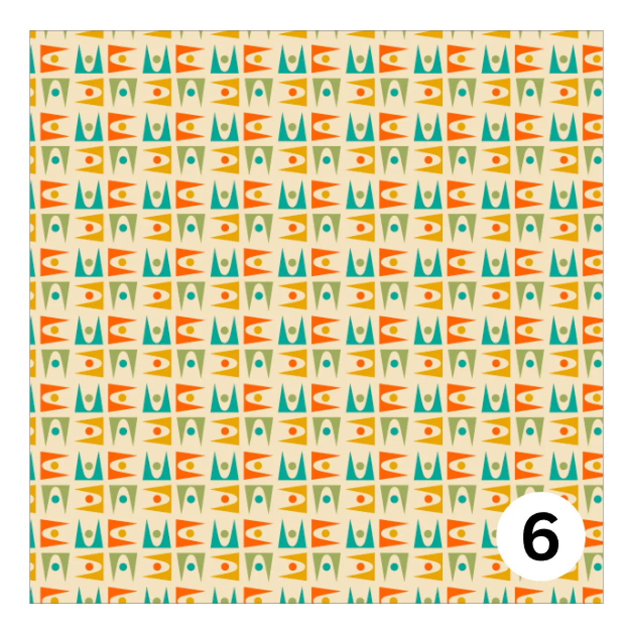 Printed Adhesive Vinyl MID CENTURY RETRO Patterns 12 x 12 inch sheet