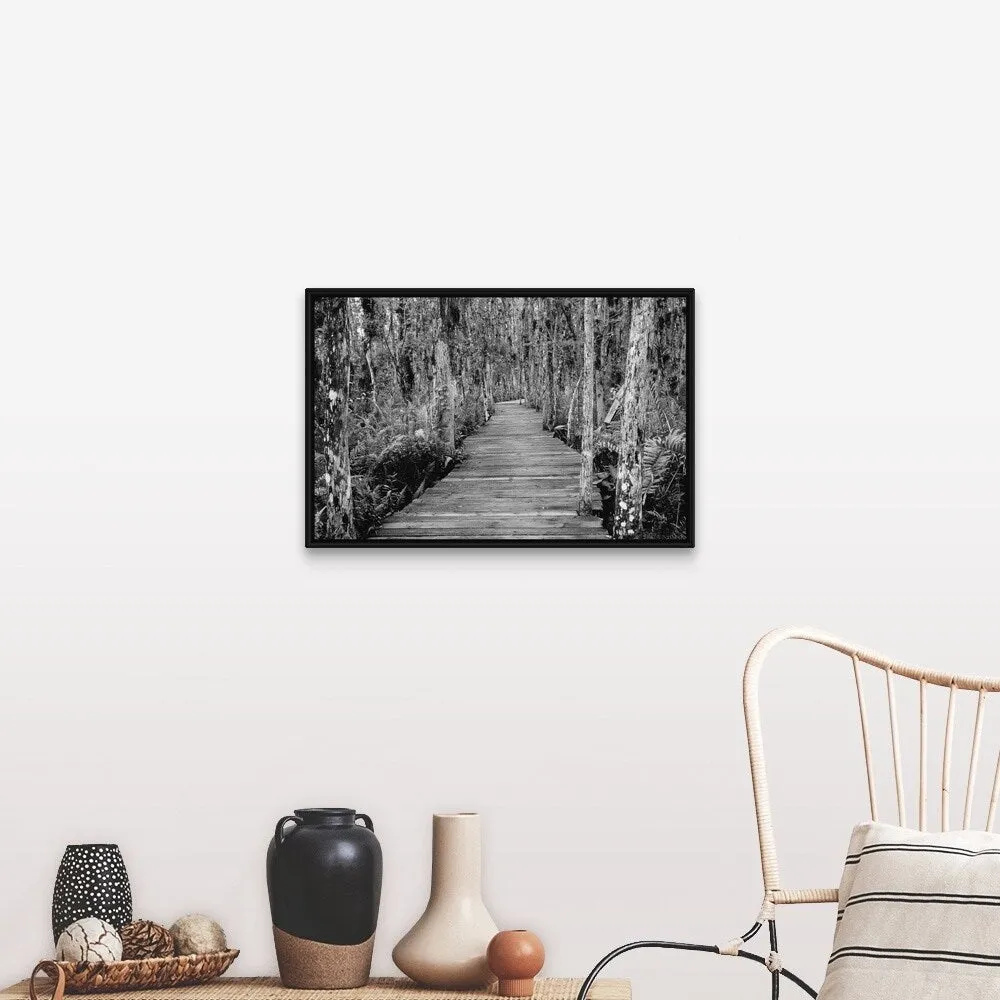 "Boardwalk Through Everglades Florida, USA" Black Float Frame Canvas Art