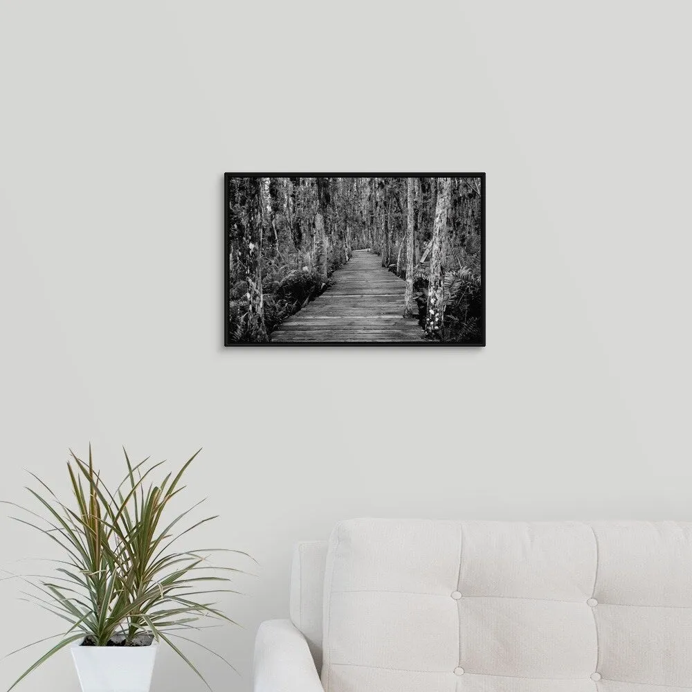 "Boardwalk Through Everglades Florida, USA" Black Float Frame Canvas Art
