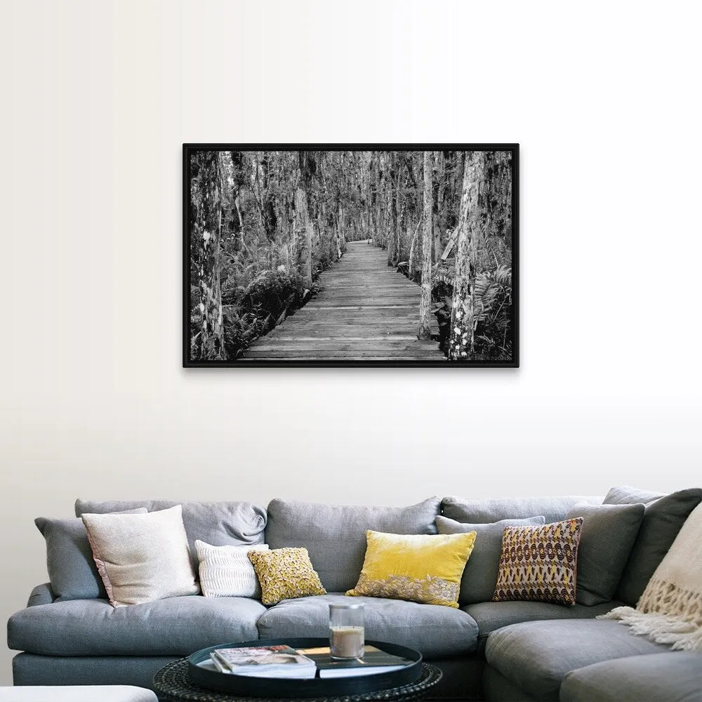 "Boardwalk Through Everglades Florida, USA" Black Float Frame Canvas Art