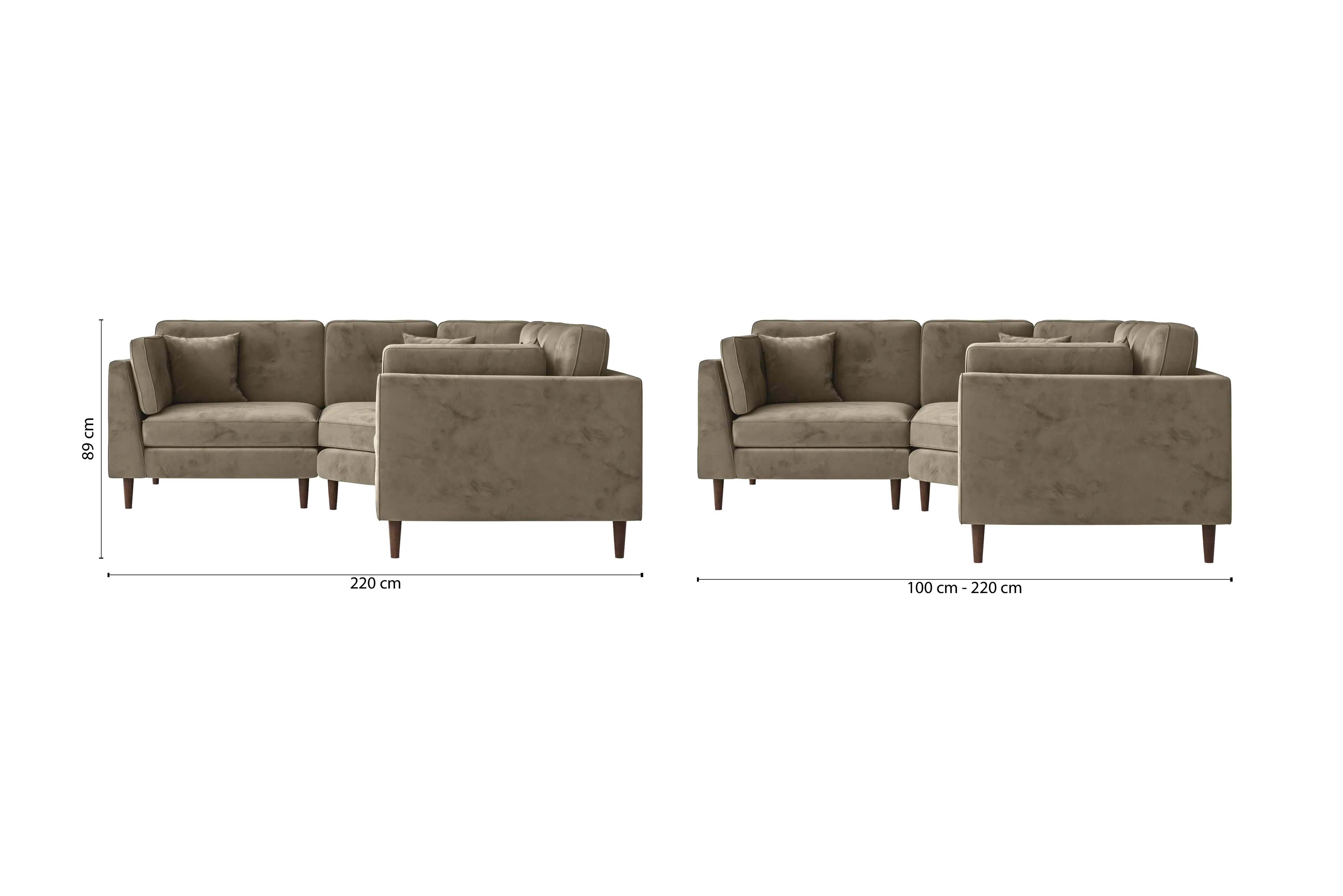 Ragusa 3 Seater Corner Sofa Sand Velvet