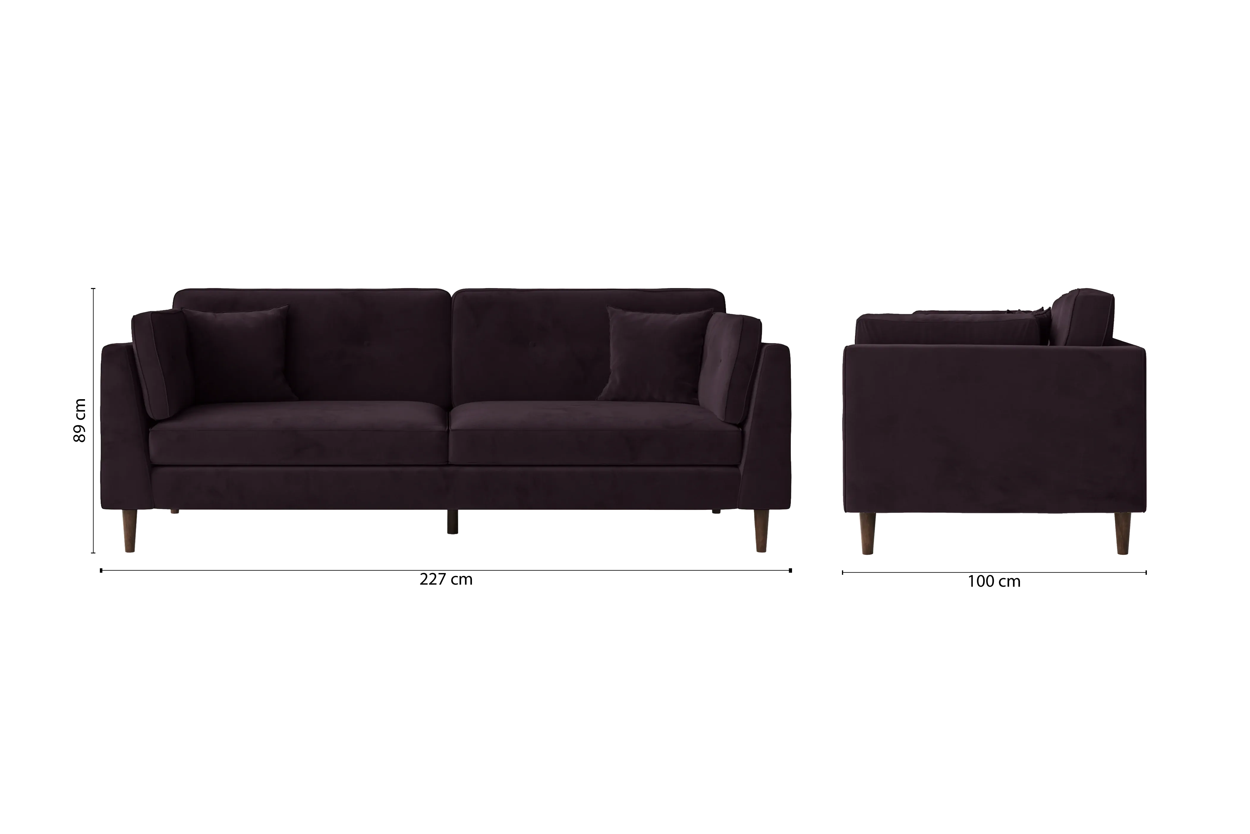 Ragusa 4 Seater Sofa Purple Velvet