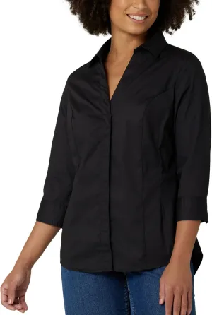 Riders by Lee Indigo Women's Plus Size Easy Care  Sleeve Woven Shirt