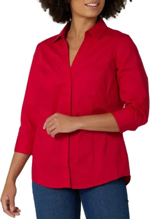 Riders by Lee Indigo Women's Plus Size Easy Care  Sleeve Woven Shirt