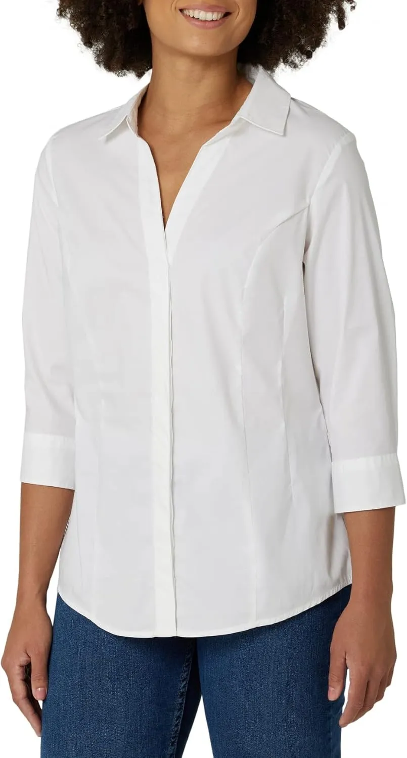 Riders by Lee Indigo Women's Plus Size Easy Care  Sleeve Woven Shirt