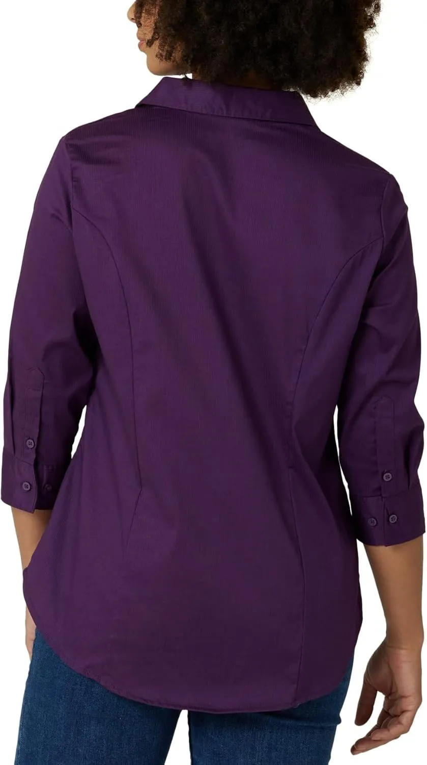 Riders by Lee Indigo Women's Plus Size Easy Care  Sleeve Woven Shirt