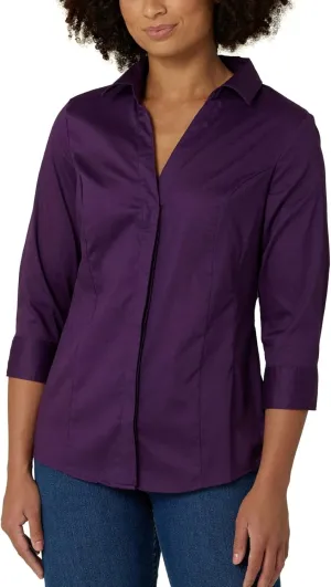 Riders by Lee Indigo Women's Plus Size Easy Care  Sleeve Woven Shirt