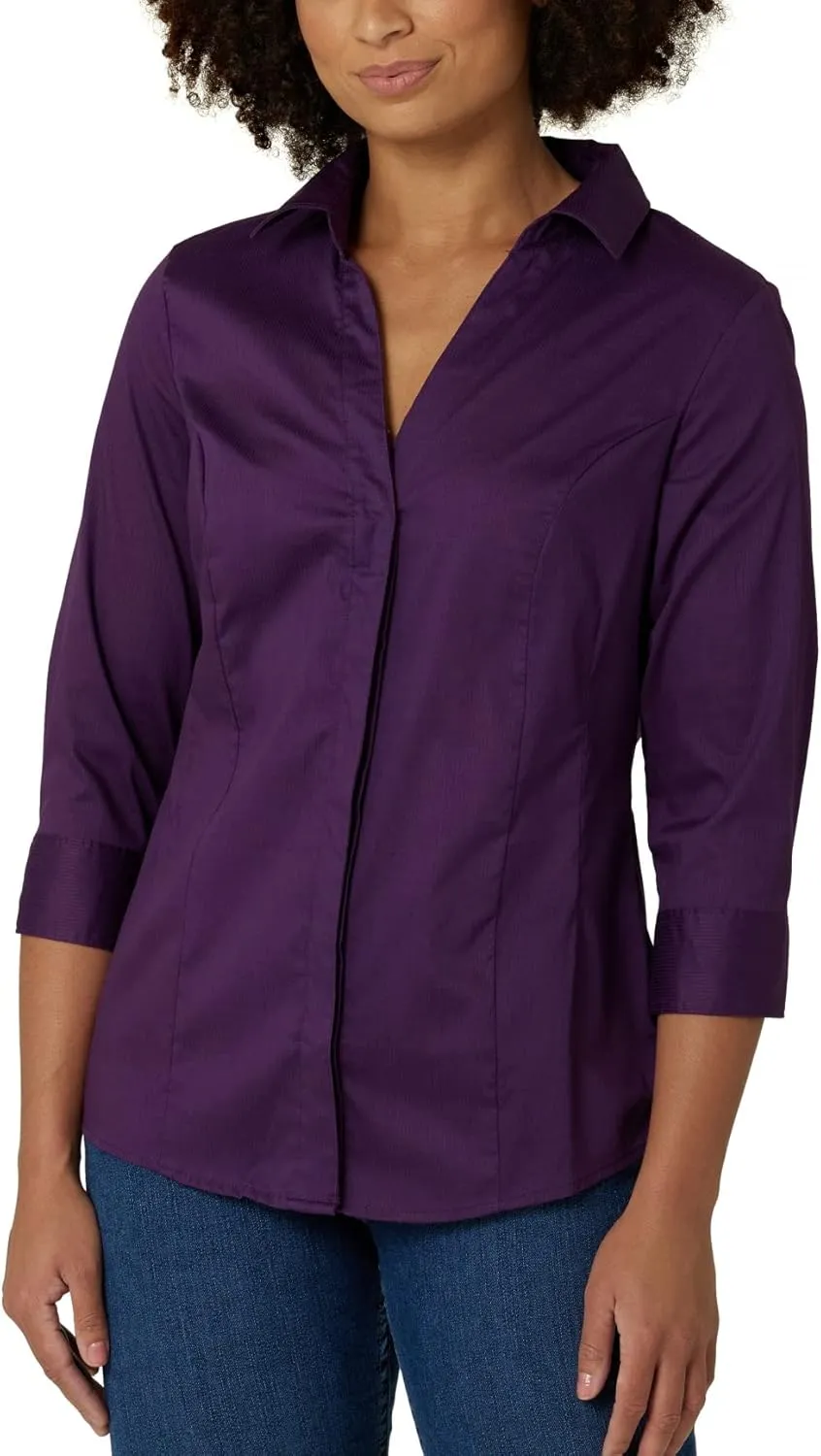 Riders by Lee Indigo Women's Plus Size Easy Care  Sleeve Woven Shirt