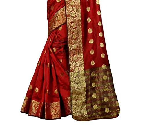 Sargam Fashion Women's Silk Saree (SRHAKATAMASHA4MAROON_Red_Free Size)