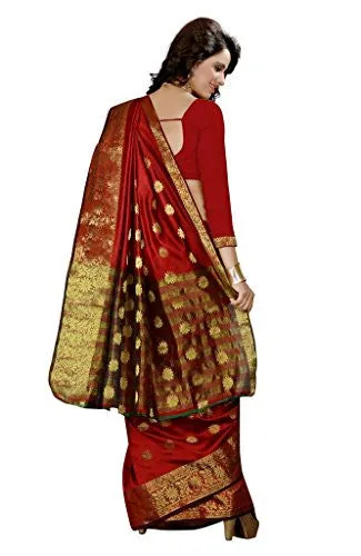 Sargam Fashion Women's Silk Saree (SRHAKATAMASHA4MAROON_Red_Free Size)