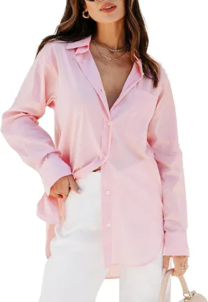 siliteelon Womens Button Down Shirts Dress Shirts Long Sleeve Blouses V Neck Solid Casual Tunics Tops with Pockets