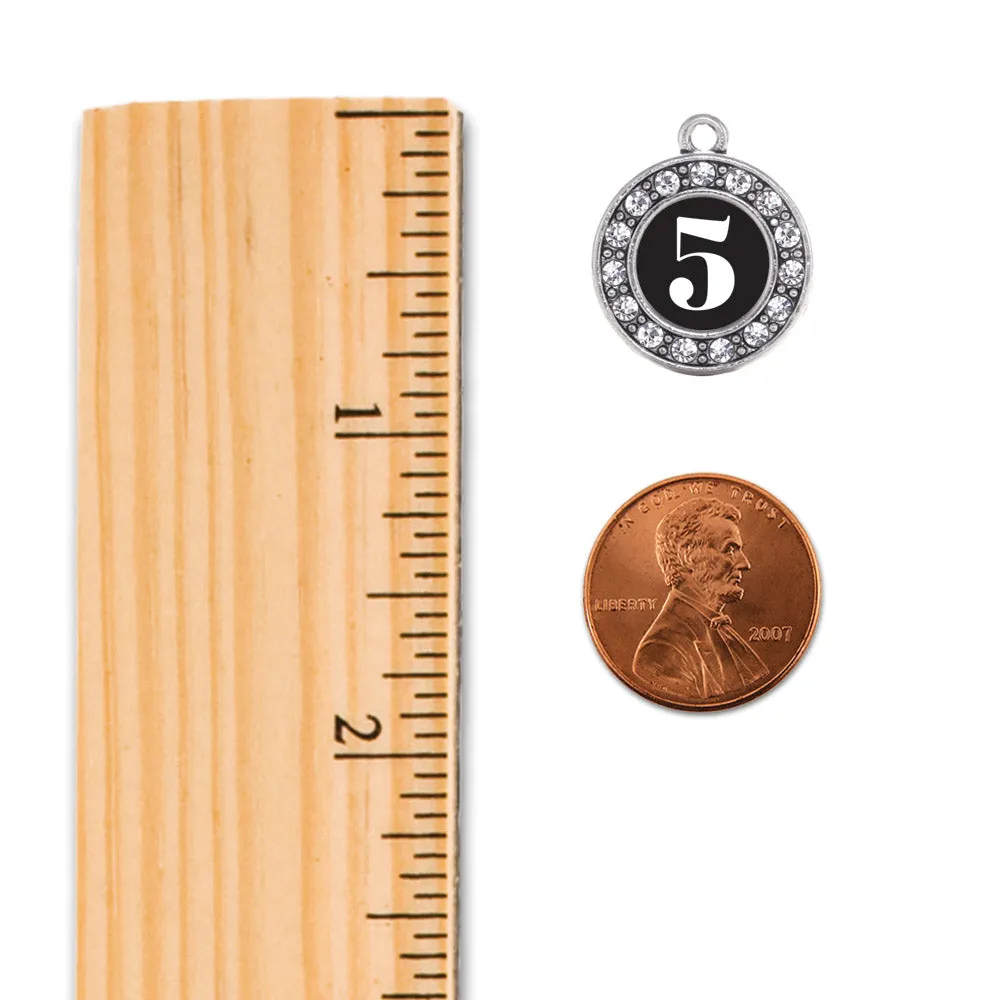 Silver Basketball Hoop - Sports Number 5 Circle Charm Toggle Bracelet
