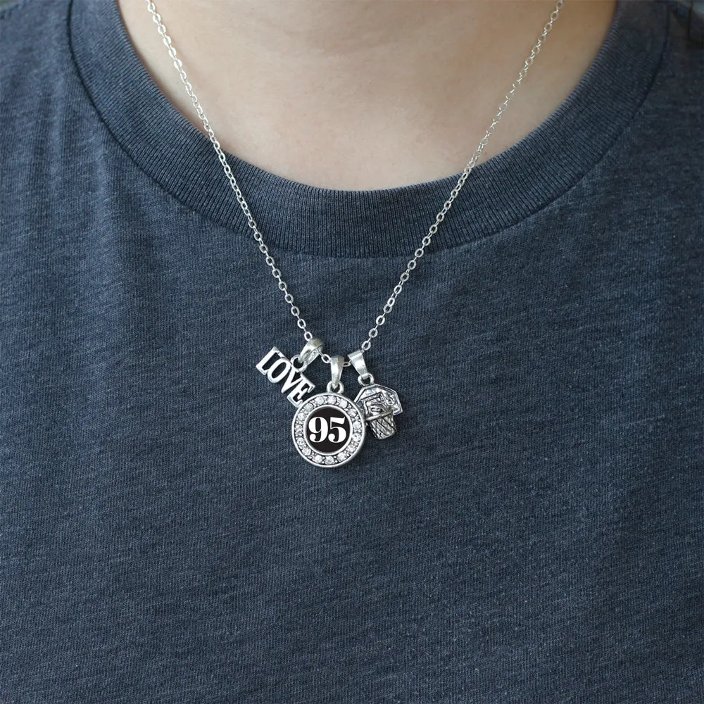 Silver Basketball Hoop - Sports Number 95 Circle Charm Classic Necklace
