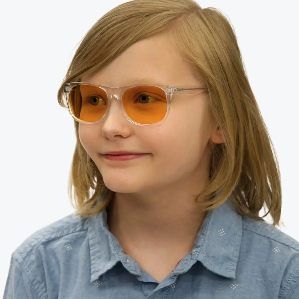 SunDown Kids Wayfarer Blue Blocking Glasses - Crystal - Prescription