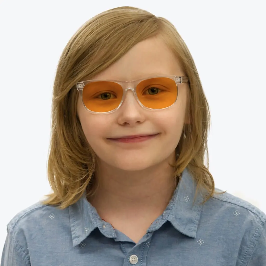 SunDown Kids Wayfarer Blue Blocking Glasses - Crystal - Prescription