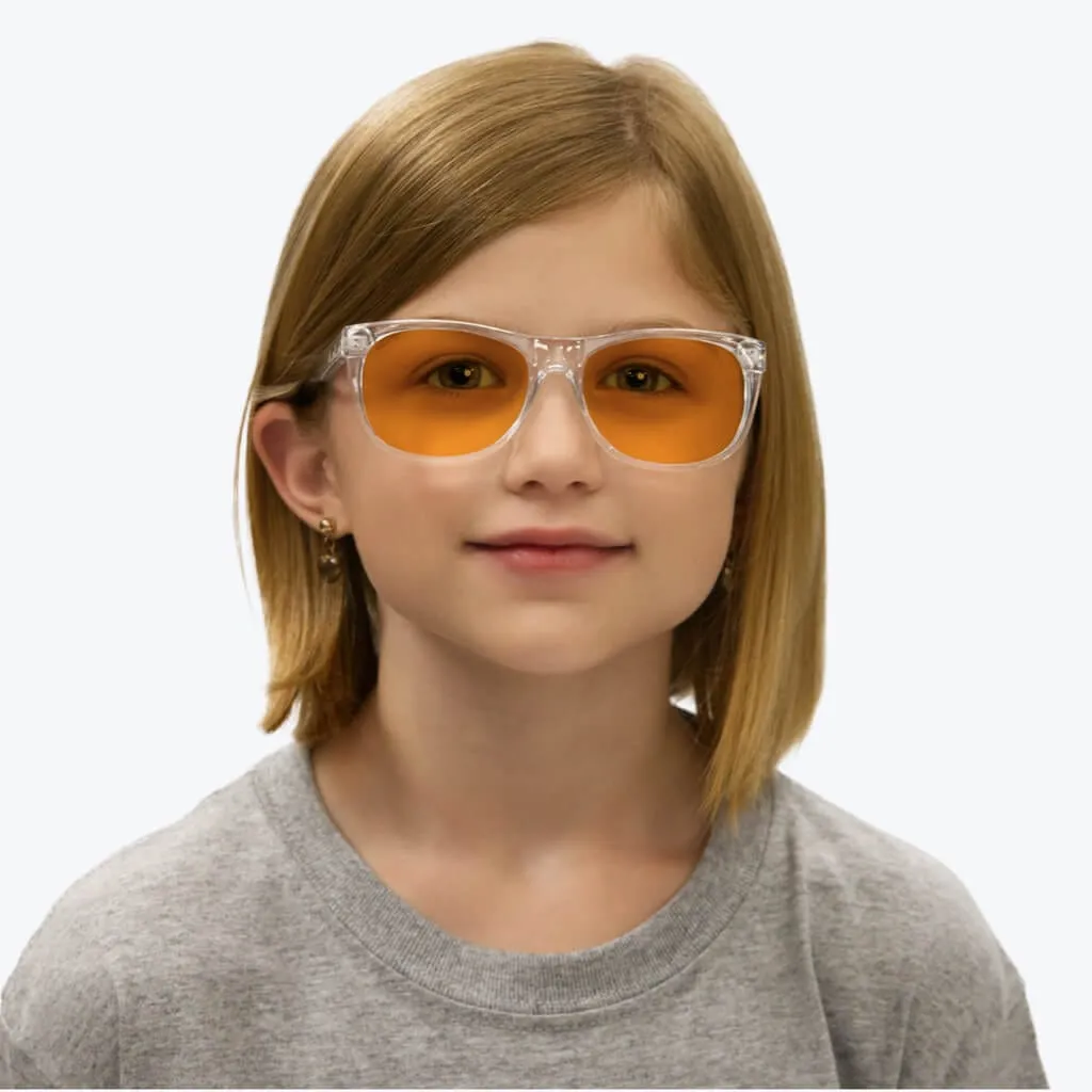 SunDown Kids Wayfarer Blue Blocking Glasses - Crystal - Prescription
