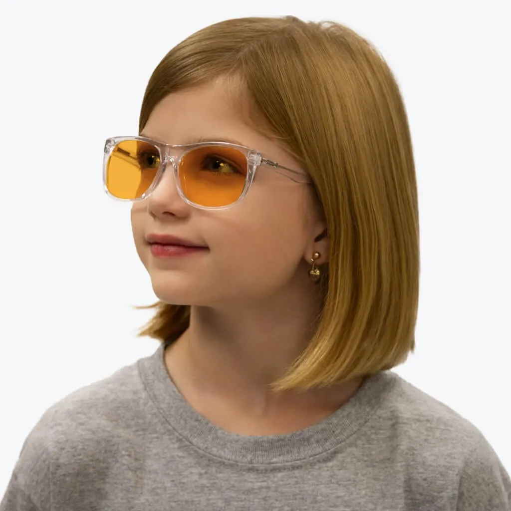 SunDown Kids Wayfarer Blue Blocking Glasses - Crystal - Prescription