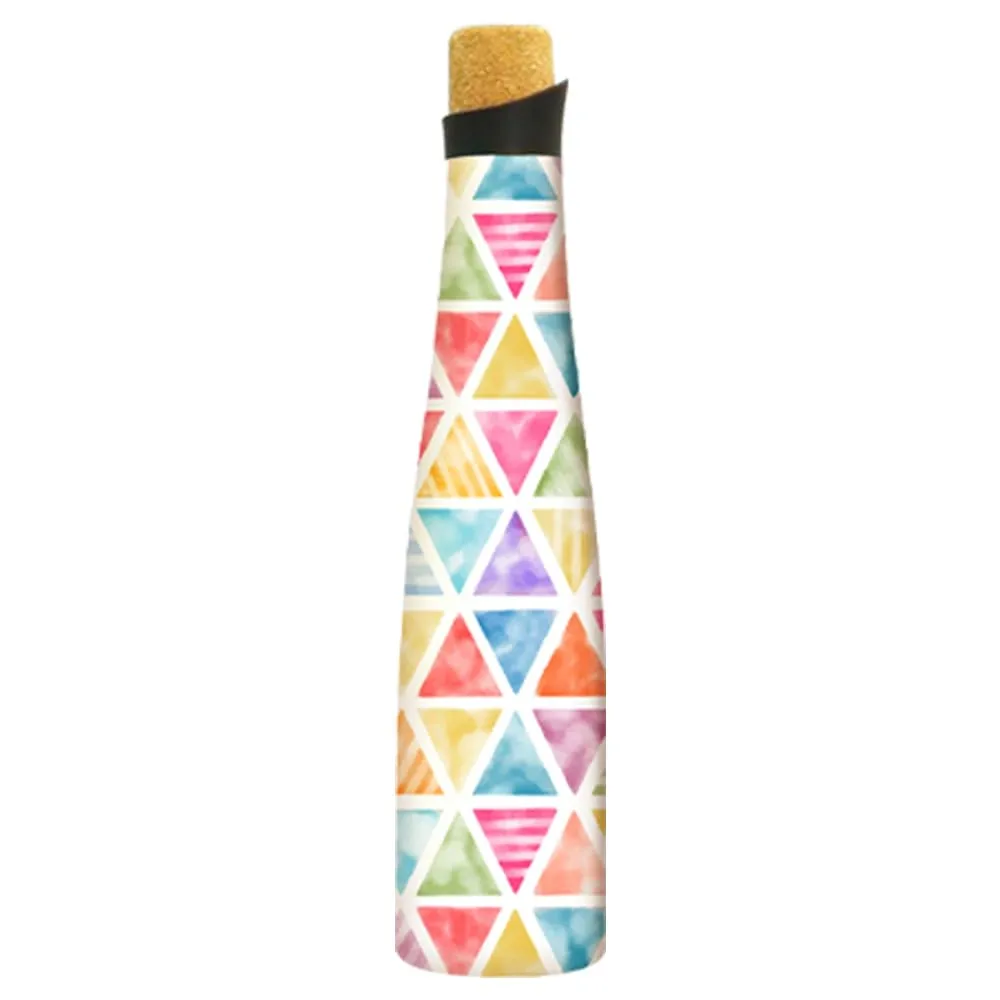 The Better Home Insulated Stainless Steel Water Bottle 500ml | 18 Hours Insulation Cork Cap | Hot Cold Gym Office School | Airtight Leak Proof BPA Free | Splash Design Multicolour | 1 Bottle Pack