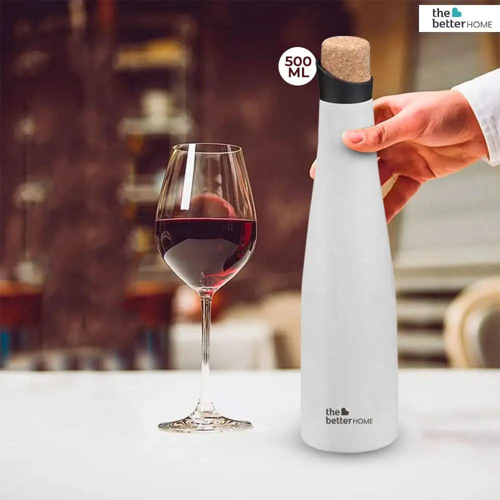 The Better Home Insulated Stainless Steel Water Bottle 750ml | 18 Hours Insulation Cork Cap - Leak Proof - Hot Cold Water | BPA Free | Office School Gym | White Bottle.