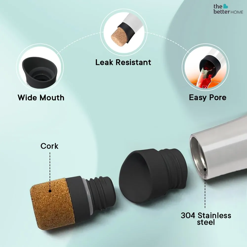 The Better Home Insulated Stainless Steel Water Bottle 750ml | 18 Hours Insulation Cork Cap - Leak Proof - Hot Cold Water | BPA Free | Office School Gym | White Bottle.