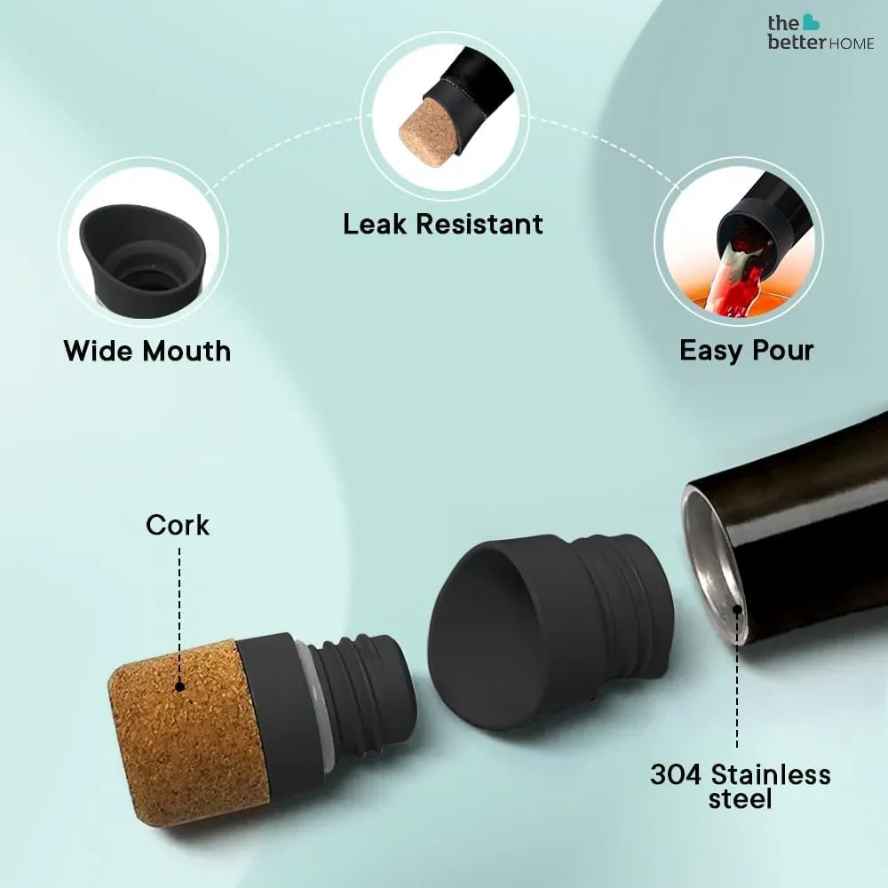 The Better Home Insulated Stainless Steel Water Bottle with Cork Cap | 18 Hours Insulation | Pack of 2-500ml Each | Hot Cold Water for Office School Gym | Leak Proof & BPA Free | Astronaut Design