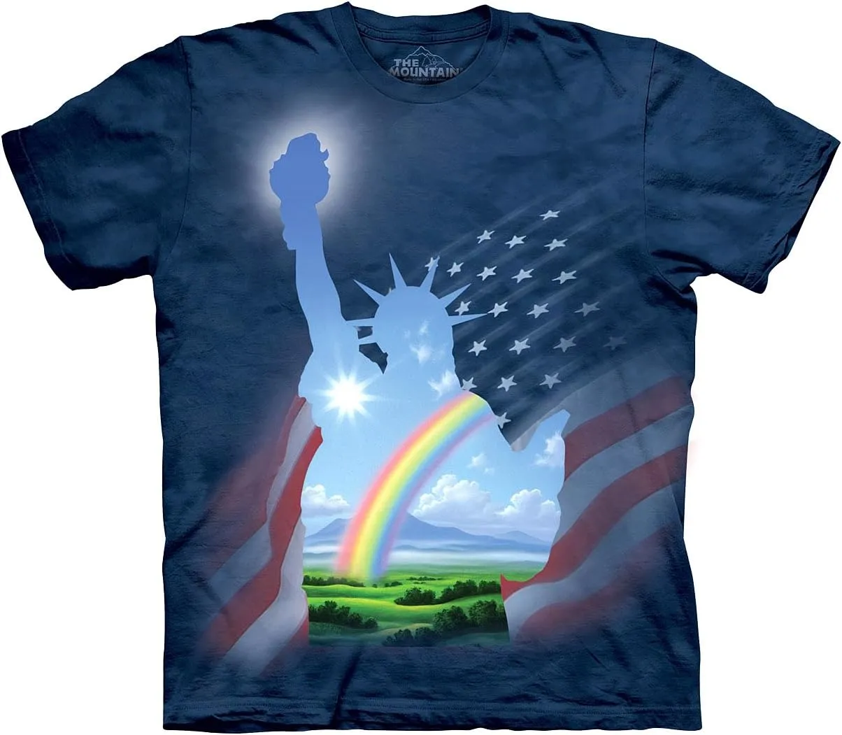 The Mountain Liberty Landscape Adult Short Sleeve T-Shirt (Medium) Blue