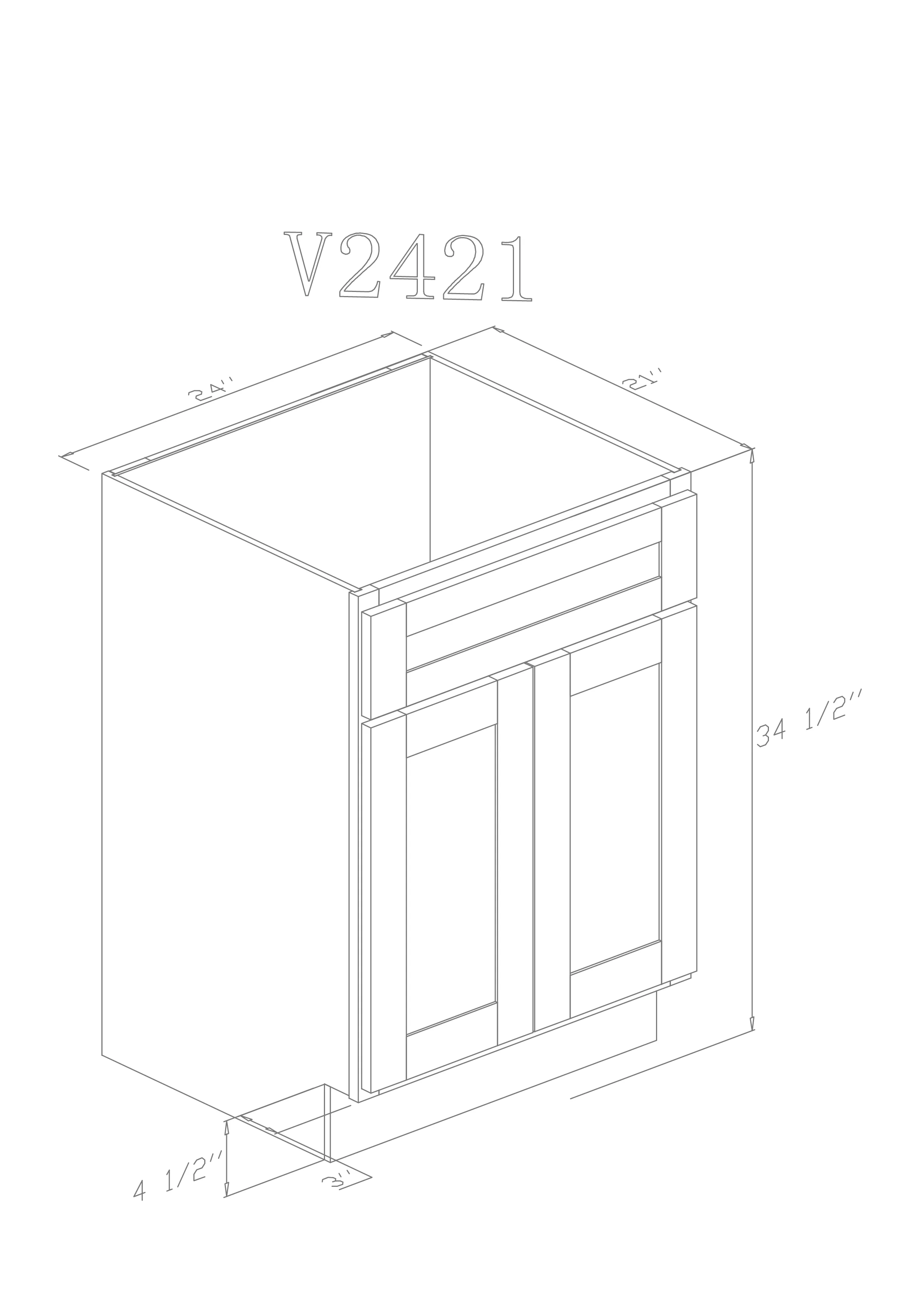 Vanity 24"-24"Balck Shaker Vanity Sink Base Cabinet/24" -
