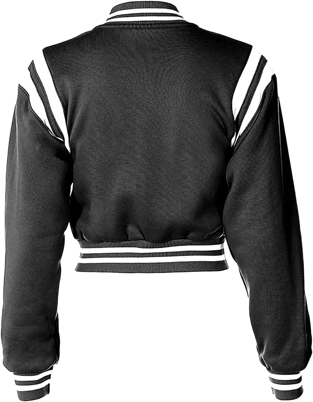 Women's Baseball Jacket Crop Coat Varsity Style Lightweight Sportswear School Uniform with Snap Button for Girls