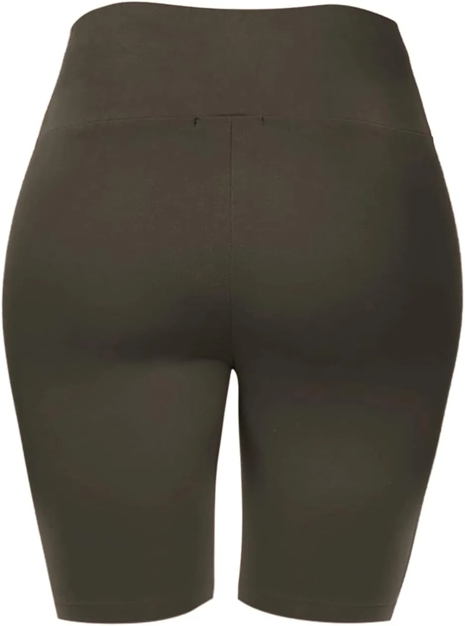 Women's Biker Shorts Buttery Soft High Waist Mid Thigh Cotton Spandex Pants